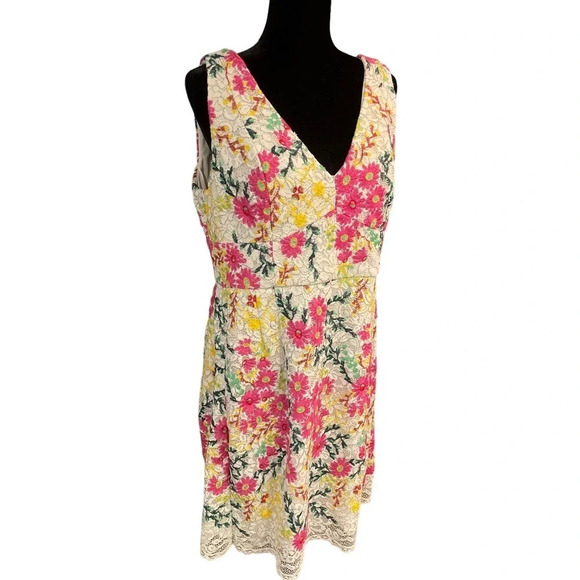 EUC ANTHROPOLOGIE Moulinette SoeursTaylor Floral Lace Dress size 16 - Picture 7 of 12